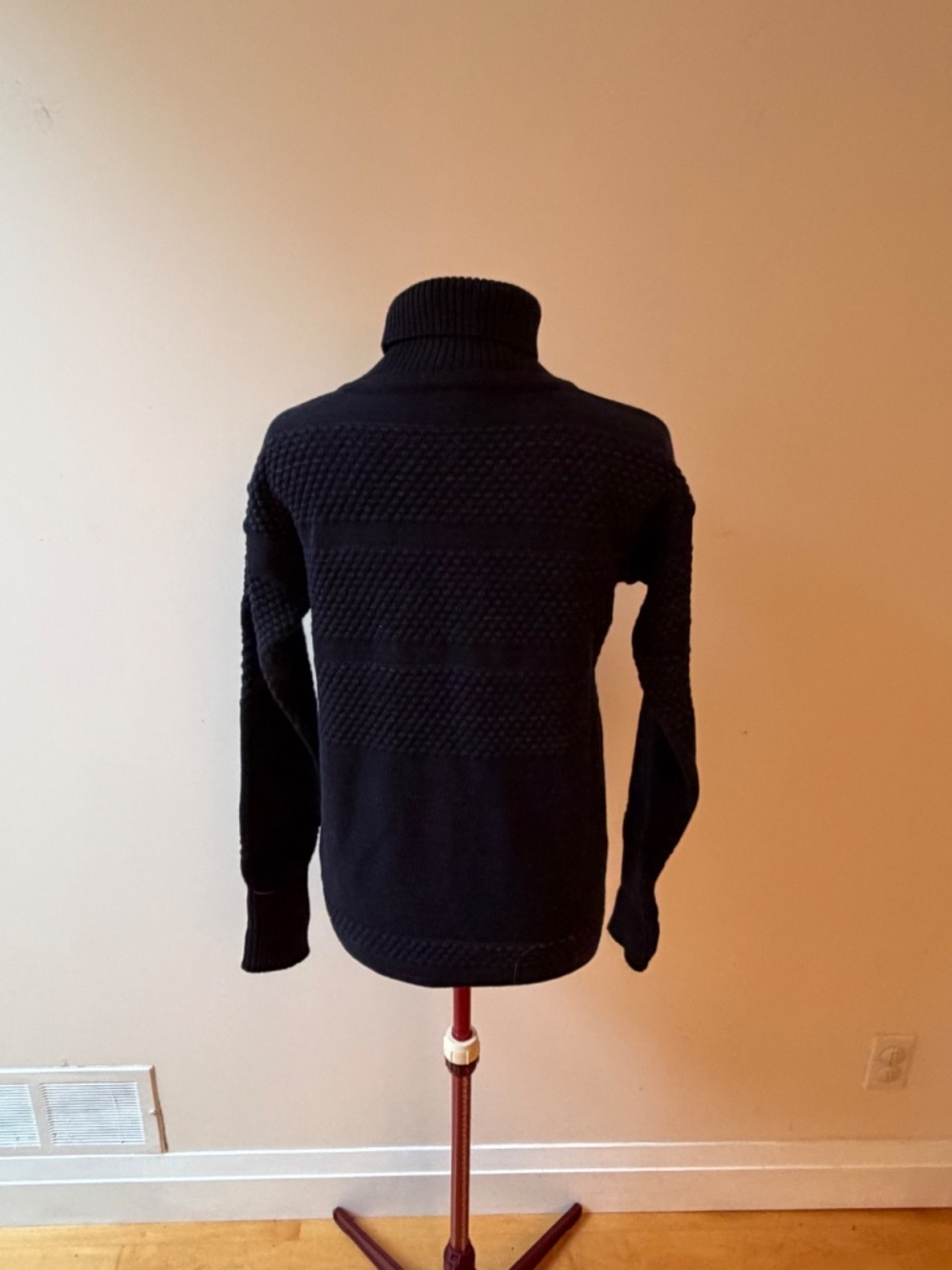 S.N.S. Herning Navy Wool Turtleneck Fisherman's Sweater : Unisex Sz 'S' - Picture 5 of 16